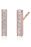 Monica Vinader Signature Skinny Diamond Bar Earrings In Rose Gold