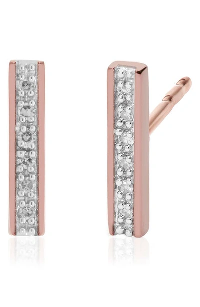 Monica Vinader Signature Skinny Diamond Bar Earrings In Rose Gold