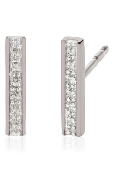 Monica Vinader Signature Skinny Diamond Bar Earrings In Silver
