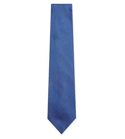 Lanvin Solid Knitted Silk Tie In Blue