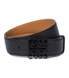 Loewe Womens Black Anagram-buckle Leather Belt 24 In Black Tan