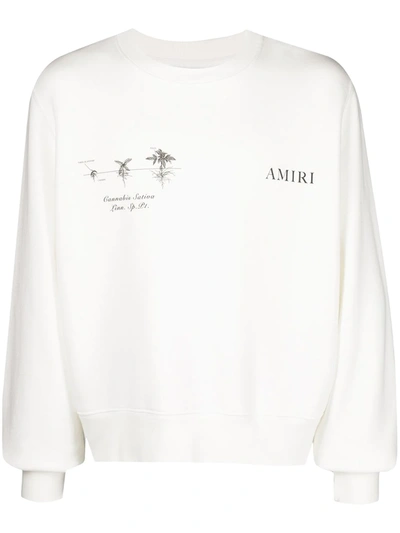 Amiri Medical Hemp Cotton Crew-neck Sweatshirt In Weiss
