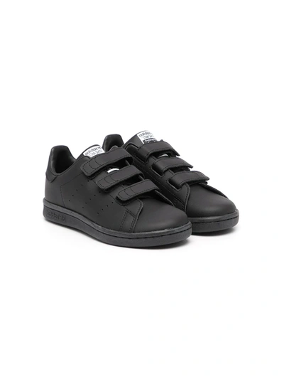 Adidas Originals Stan Smith Touch-strap Sneakers In 黑色