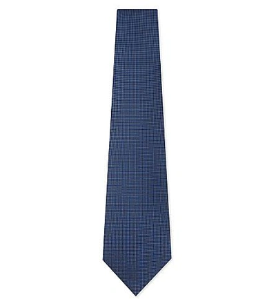 Ermenegildo Zegna Micro-diamond Silk Tie In Cobalt Blue