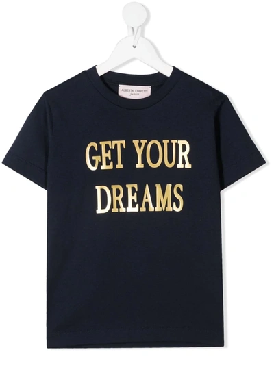 Alberta Ferretti Kids' Printed Cotton Jersey T-shirt In Blue