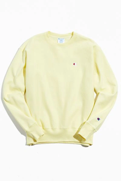Champion Reverse Weave Fleece Crew Neck Sweatshirt In Yellow