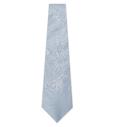 Paul Smith Embroidered Floral Silk Tie In Ivory