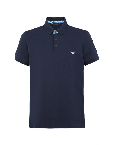 Emporio Armani Blue Cotton Polo Shirt