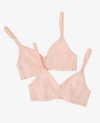 On Gossamer Women's Cotton Bralette, Pack Of 2 010404p2 In Blush