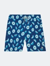 Tom & Teddy Citrus Print Swim Trunks In Ocean Blue
