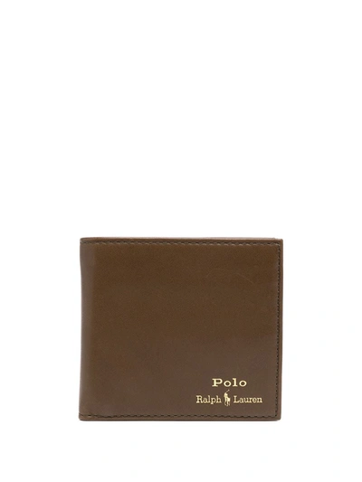 Polo Ralph Lauren Logo-print Leather Billfold Wallet In Brown