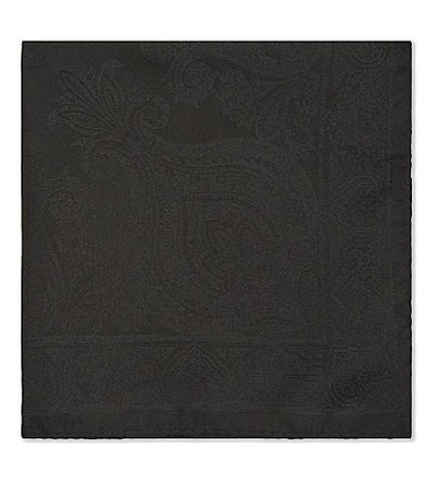 Etro Paisley Print Silk Pocket Square In Black