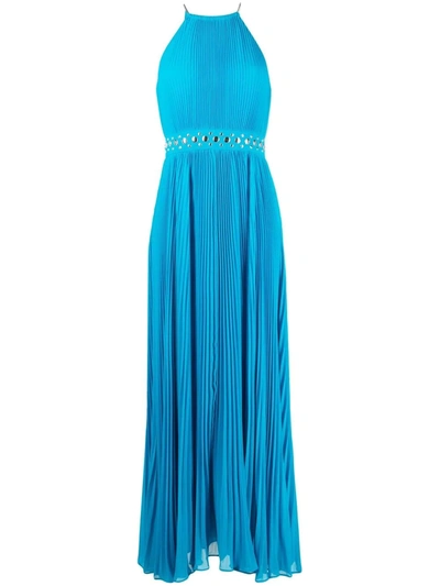 michael michael kors pleated georgette maxi dress Pleated long dress in light blue