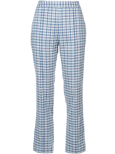 Rosie Assoulin Checked Cropped Trousers - Blue
