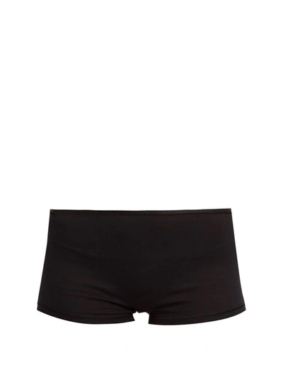 Hanro Seamless Cotton Boy-short Briefs In Black