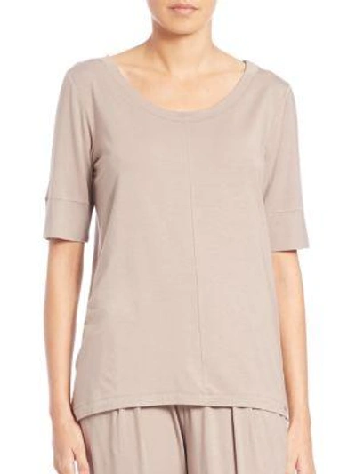 Hanro Yoga Short Sleeve Top In Taupe