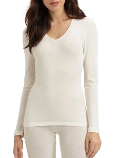 Hanro Merino Wool And Silk-blend Jersey Top In Cream