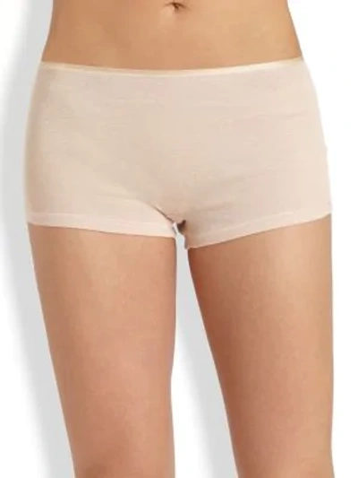 Hanro Cotton Seamless Boyshorts In Beige