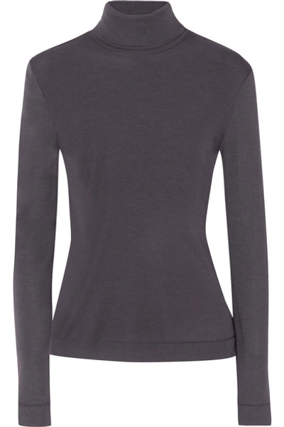 Hanro Silk And Cashmere-blend Jersey Turtleneck Top In Black