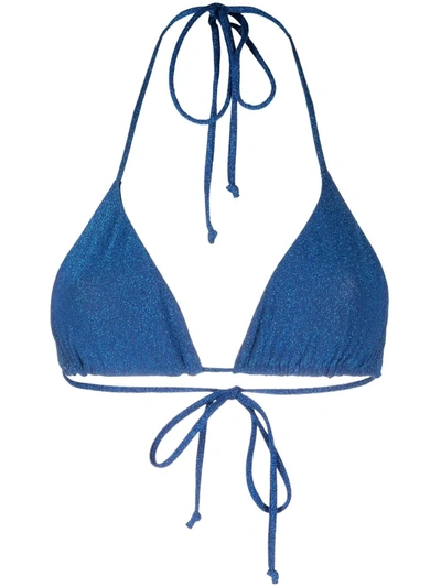 Mc2 Saint Barth Glitter Triangle-cut Bikini Top In Blue