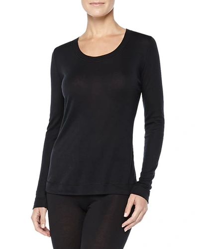 Hanro Cashmere-silk Blend Long-sleeve Shirt, Black