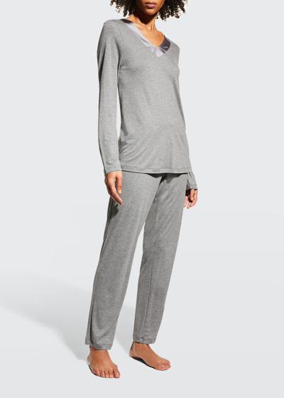 Hanro Jade Long-sleeve Pyjama Set In Grey
