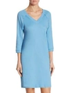 Hanro Pure Essence Three-quarter Sleeve Gown In Sea Blue