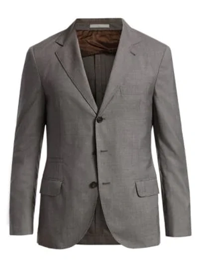 Brunello Cucinelli Wool Travel Blazer In Grey