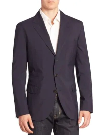 Brunello Cucinelli Wool Travel Blazer In Navy