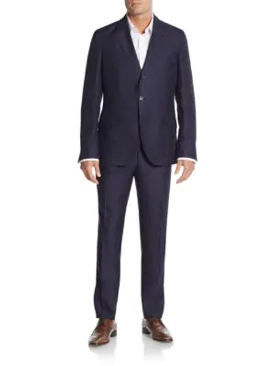 Brunello Cucinelli Regular-fit Solid Linen, Wool & Silk Suit In Navy