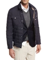 Brunello Cucinelli Men's Milano Quilted Shirt Jacket In Blue