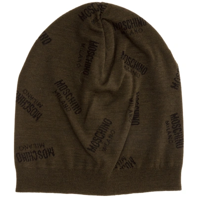 Moschino Double Question Mark Beanie In Verde