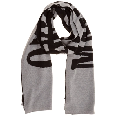 Moschino Double Question Mark Wool Scarf In Grigio