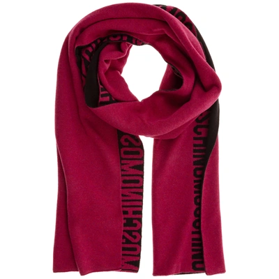 Moschino Double Question Mark Scarf In Bordeaux