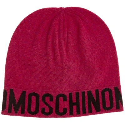Moschino Double Question Mark Beanie In Bordeaux