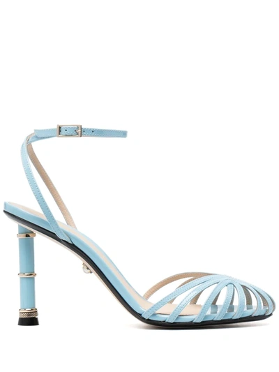 Alevì Denise Patent Leather Sandals In Blue