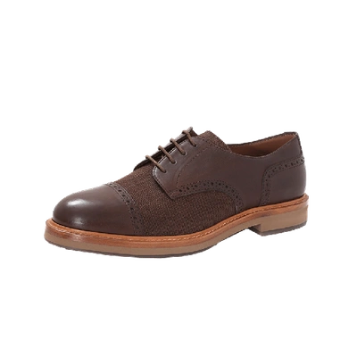 Brunello Cucinelli Leather Cap Toe Shoe In Brown