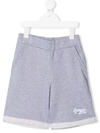 Balmain Teen Embroidered Logo Jersey Shorts In Gray