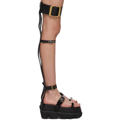 Sacai Black Knee-high Buckles Wedge Sandals In 001 Black