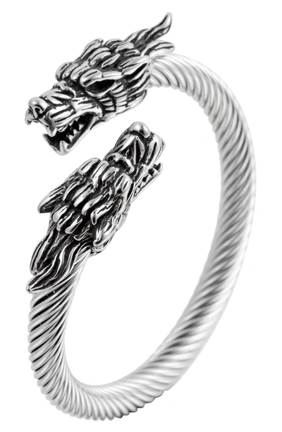 Eye Candy Los Angeles Double Dragon Titanium Silver Wire Bracelet