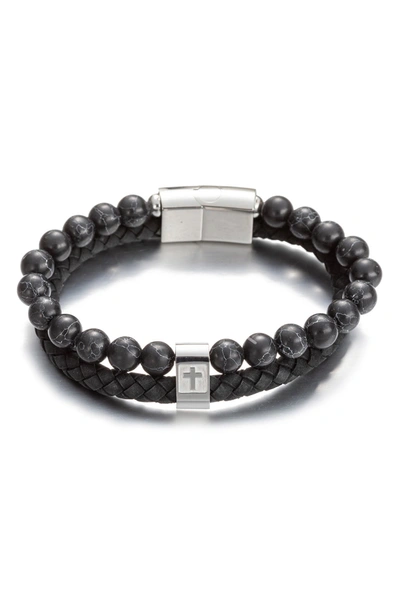 Eye Candy Los Angeles Cross Agate Dual Bracelet Set In Black