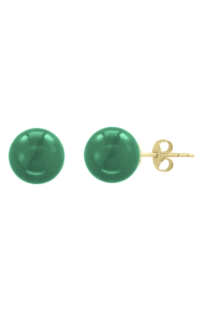 Effy 14k Yellow Gold Round Jade Stud Earrings In Green