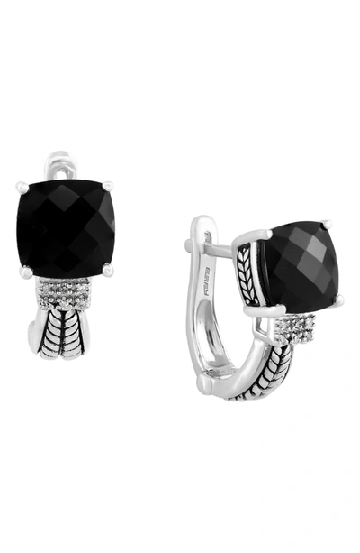 Effy 925 Sterling Silver Diamond Onyx Earrings In Black