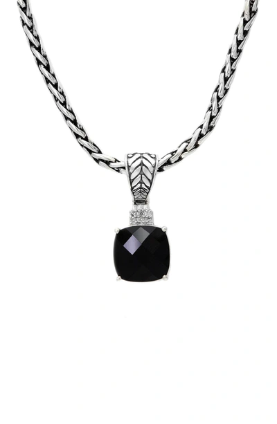 Effy 925 Sterling Silver Onyx & Diamond Pendant Necklace In Black