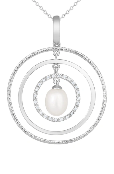 Splendid Pearls Fancy 8-9mm Freshwater Pearl Pendant Necklace In White