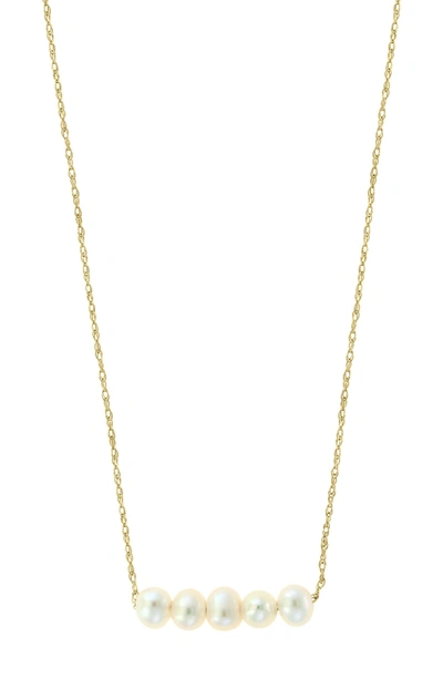 Effy 14k Yellow Gold Freshwater Pearl Bar Pendant Necklace In White