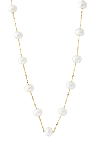 Effy 14k Yellow Gold Freshwater Pearl Station Necklace In White