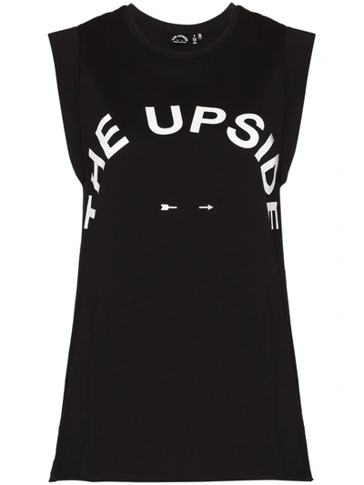 The Upside Muscle Logo-print Cotton-jersey Vest In Black