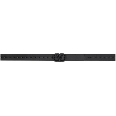 Valentino Garavani Black Braided Vlogo Belt In 0no Black