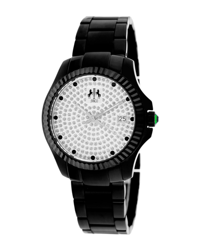 Jivago Jolie Silver With Pave Diamonds Dial Black Stainless Steel Ladies Watch Jv3211 In Black / Silver